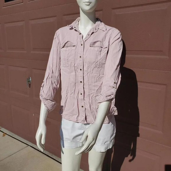 Nordstrom Thread & Supply 100% Lyocell Women's Size Medium Button Down Shirt EUC - Picture 2 of 15
